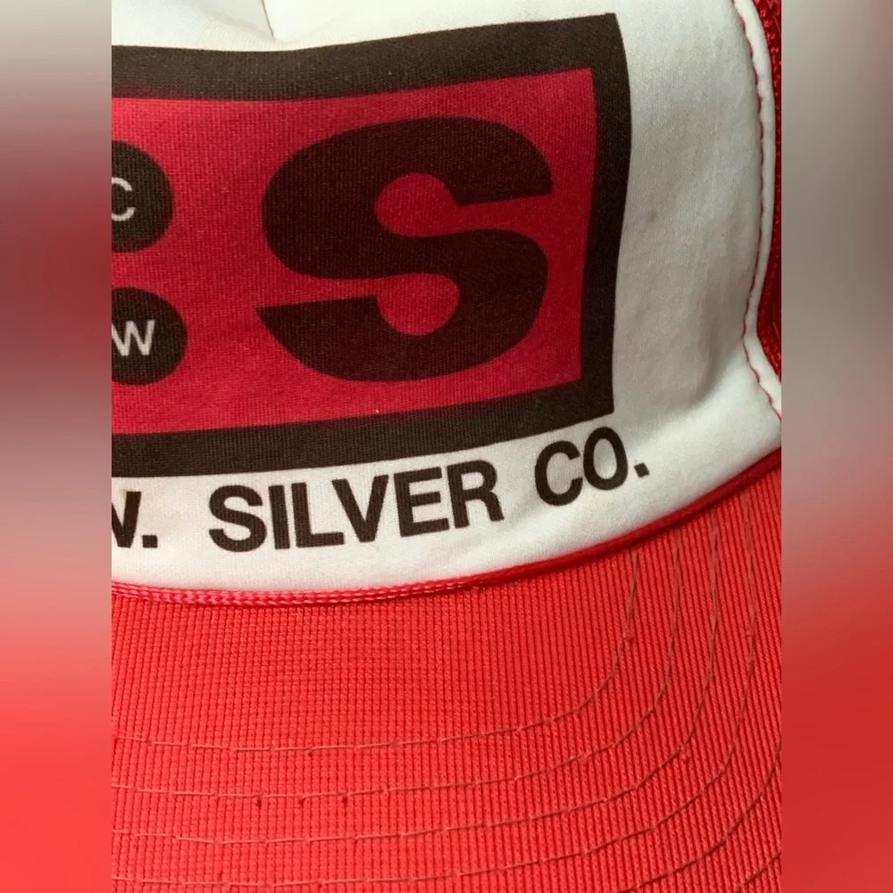 Vintage C. W. Silver Co Company SNAPBACK TRUCKER HAT 80’s Red Oilfield